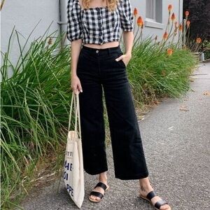 Everlane black wide leg cropped pants